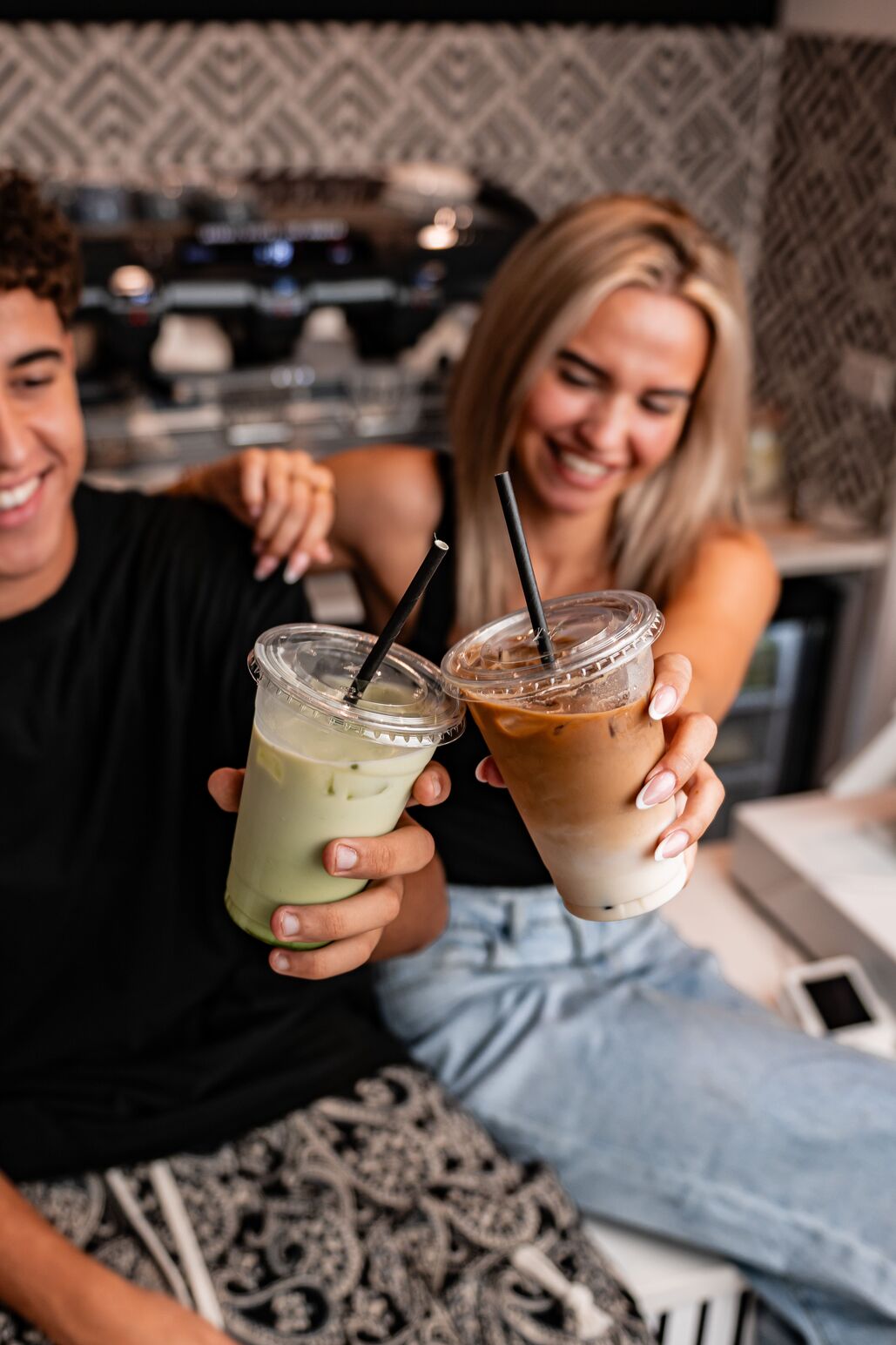 Iced latte and iced matcha